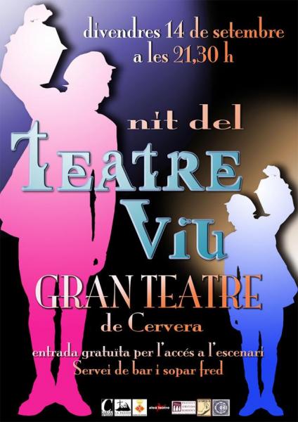 cartell Quarta edició de la Nit del Teatre Viu a Cervera - Cervera