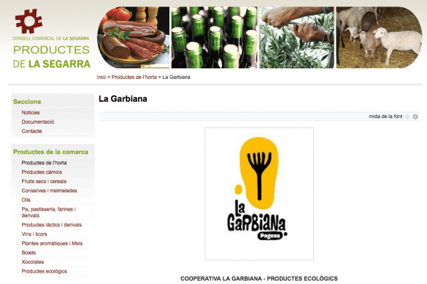 Pàgina web Productes de la Segarra -  Pàgina web Productes de la Segarra -