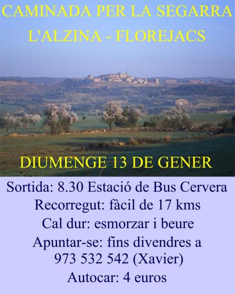 cartell Caminada a L'Alzina i Florejacs - Cervera