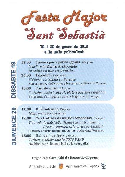 cartell Festa major de sant Sebastià - Copons