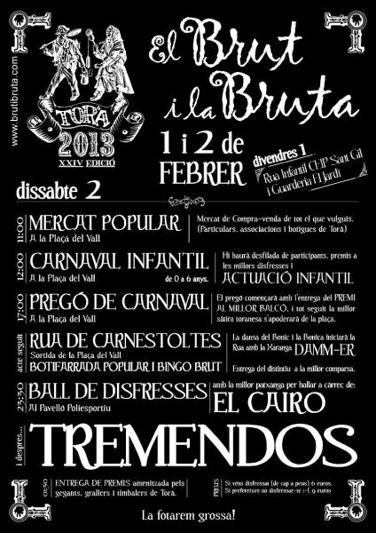 21 de Gener de 2013 Cartell Carnaval Torà 2013  Torà - 