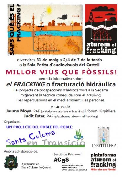 cartell xerrada ATUREM EL FRACKING - Santa Coloma de Queralt