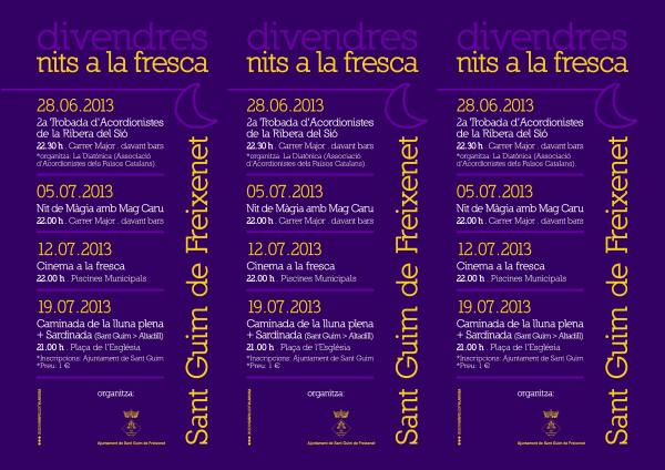 cartell Activitats estiu 2013 a Sant Guim - Sant Guim