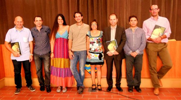 membres de l'equip de treball, amb Xavier Casoliva, alcalde de Guissona, i Miquel Parramon, conseller de turisme de la Segarra - 