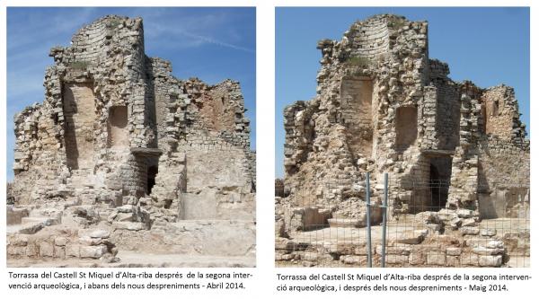 Despreniments a la torassa del  Castell d'Alta-riba - Maig 2014 -  Despreniments a la torassa del  Castell d'Alta-riba - Maig 2014 -