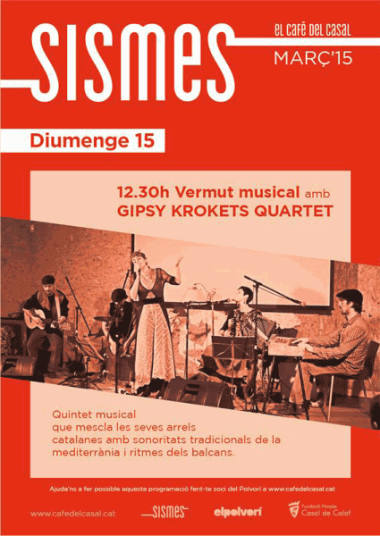 15.3.2015 cartell Vermut Concert: Gipsy Krokets Quartet  Calaf -  Francesc Latorre