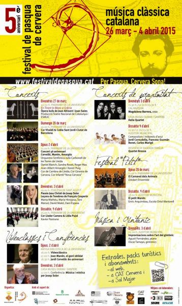 19.3.2015 cartell V Festival de Pasqua de Cervera  Cervera -  Festival de Pasqua