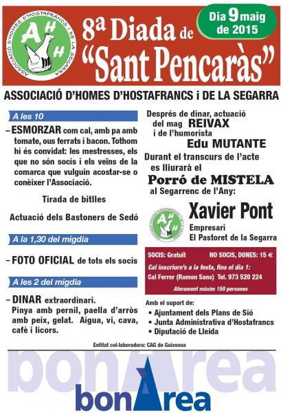 7.5.2015 cartell 8a Diada de Sant Pencaràs  Hostafrancs -  Joan