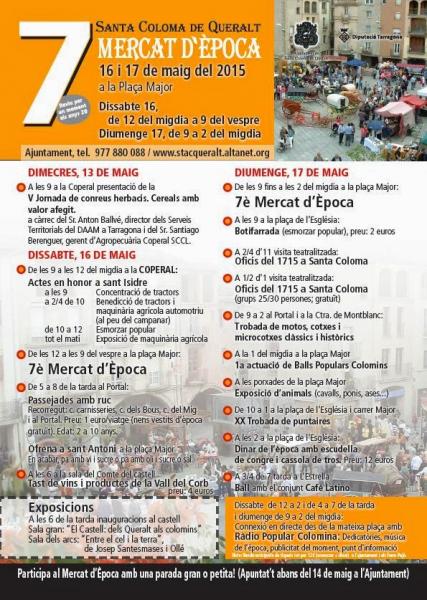 13.5.2015 cartell 7è Mercat d'Època  Santa Coloma de Queralt -  Joan