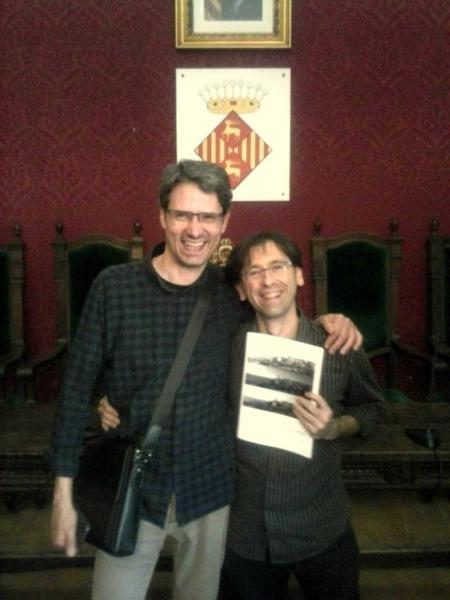 El President i el coordinador de la COmissió de Paisatge de l'Espitllera amb el Pla de Paisatge de Cervera - Cervera El President i el coordinador de la COmissió de Paisatge de l'Espitllera amb el Pla de Paisatge de Cervera - Cervera