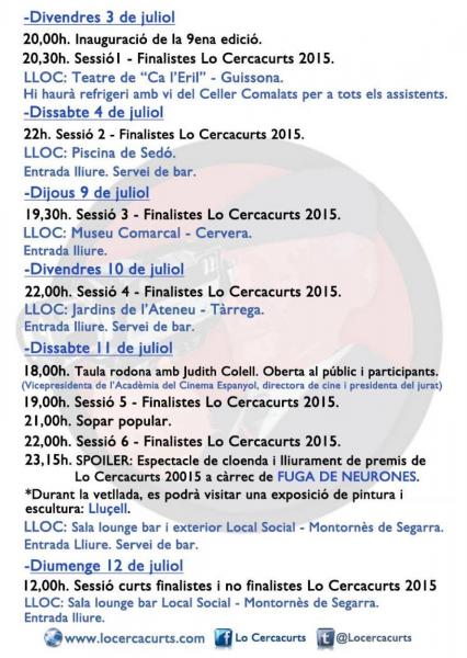 cartell Lo Cercacurts 2015 - Montornès de Segarra