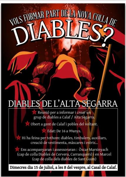 12.7.2015 cartell REUNIÓ INFORMATIVA PER A LA CREACIÓ D'UNA COLLA DE DIABLES DE L'ALTA SEGARRA  -  Ariadna Riu