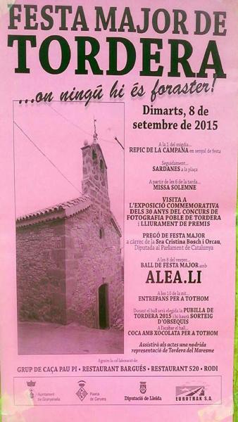 8.9.2015 cartell Festa Major de Tordera 2015  Tordera -  Joan