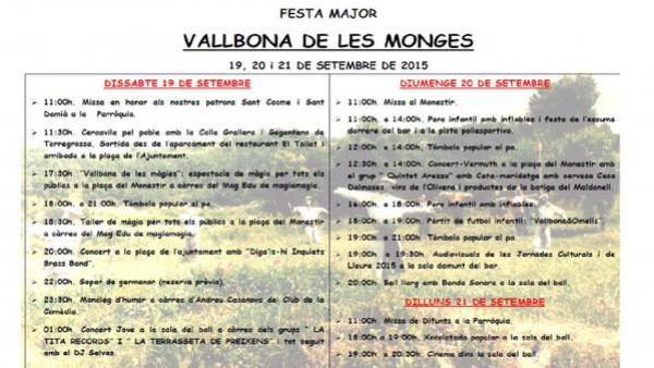 cartell Festa Major de Vallbona de les Monges 2015 - Vallbona de les Monges