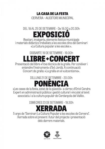 Programa Casa de la Festa Isagoge 2015 - Cervera