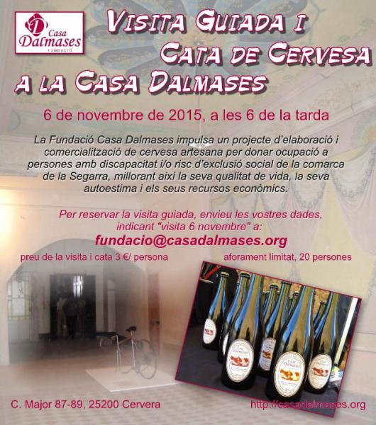 29.10.2015 cartell Visita guiada i cata de cerveses Dalmases  Cervera -  CC Segarra