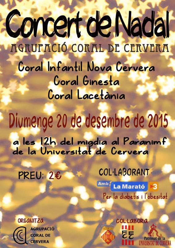 cartell Concert de Nadal de l'Agrupació Coral de Cervera