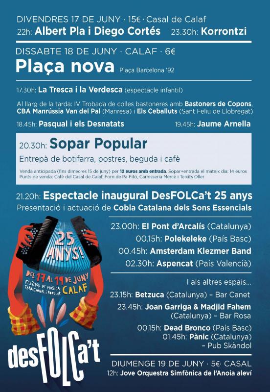 15.6.2016 15 concerts per celebrar els 25 anys del Desfolca't aquest cap de setmana a Calaf  Calaf -  Ajuntament de Calaf