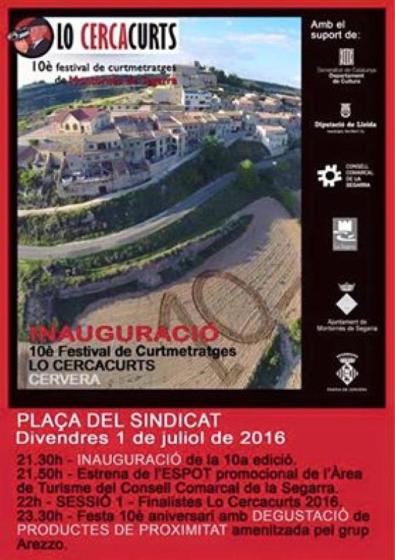 29.6.2016 cartell INAUGURACIÓ 10È ANIVERSARI DEL FESTIVAL DE CURTMETRATGES LO CERCACURTS  cervera -  Mònica Vallls