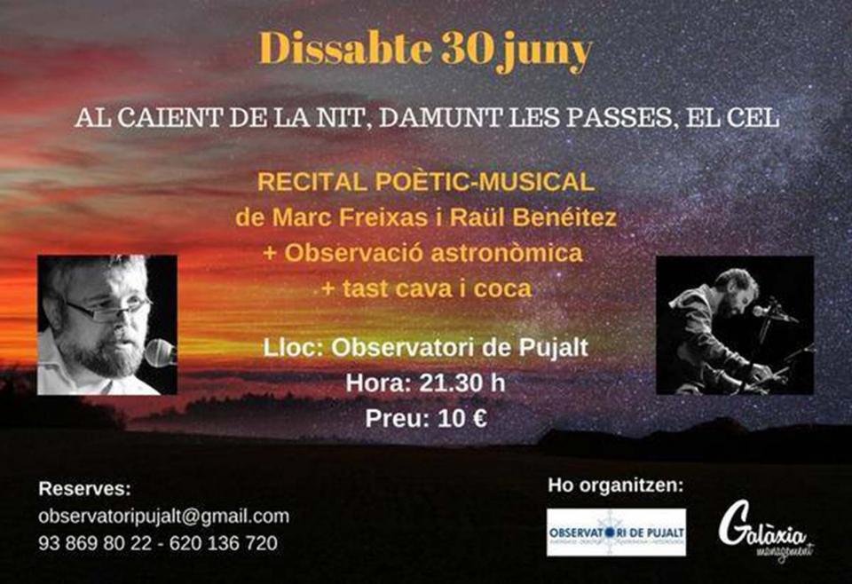 cartell Recital i observació astronòmica a Pujalt