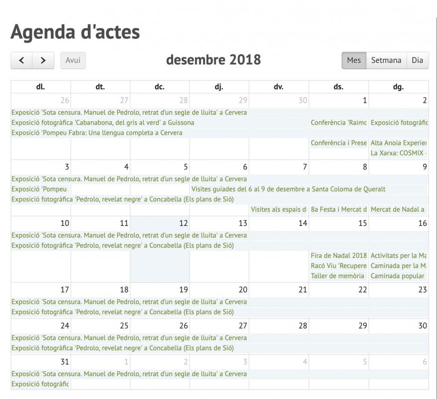 Agenda en la nova versió de la web Som Segarra -  Agenda en la nova versió de la web Som Segarra -