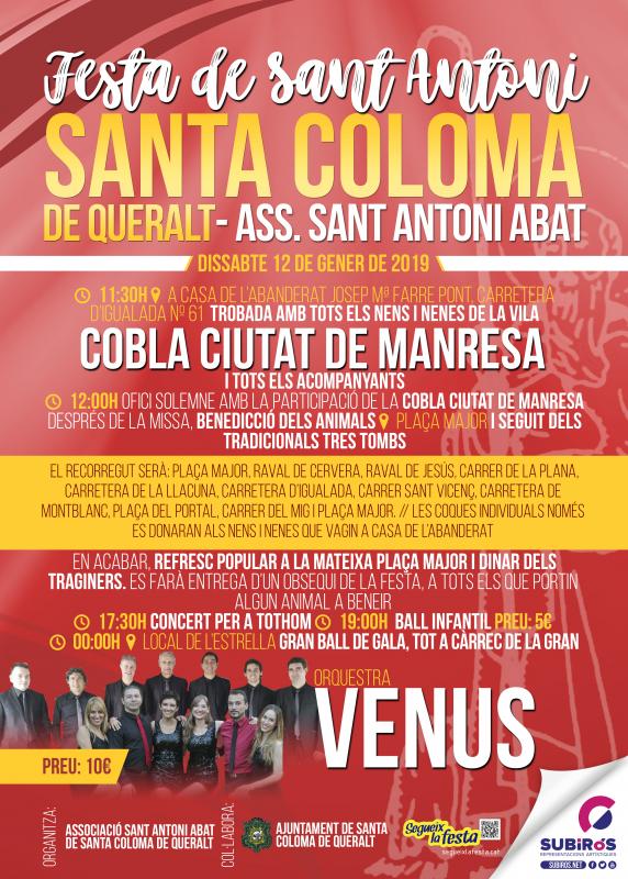 9.1.2019 cartell Festa de Sant Antoni  -  Oficina de Turisme de Santa Coloma de Queralt