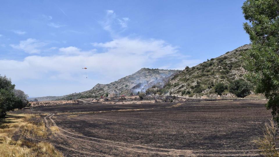 Un incendi agrícola crema disset hectàrees a Biosca