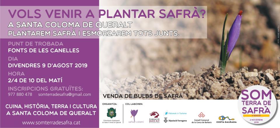 3.8.2019 cartell Plantada de safrà i esmorzar  -  Oficina de Turisme de Santa Coloma de Queralt