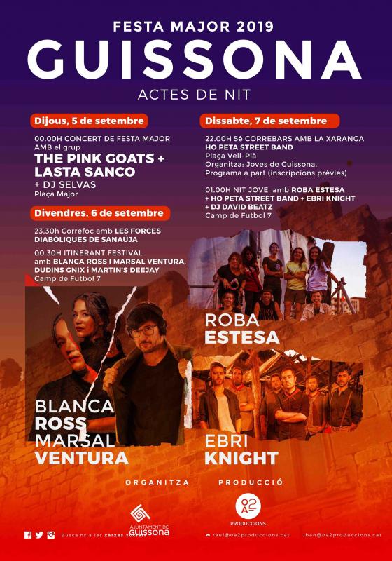 cartell Festa Major de Guissona 2019 actes nit - Guissona