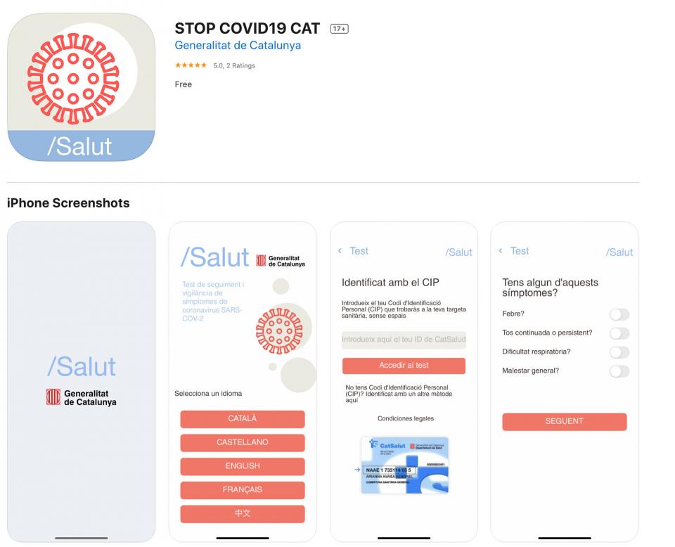 App StopCovid19Cat versió Apple - 