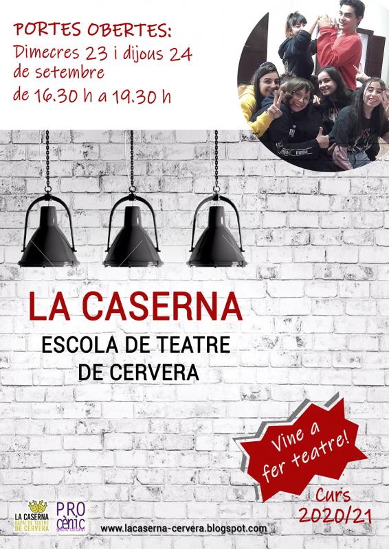 cartell Portes Obertes - escola de teatre de Cervera