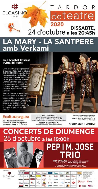 cartell Tardor de Teatre 2020 'La Mary i la Santpere amb Verkami’