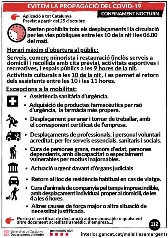 Restriccions a la mobilitat nocturna per la Covid-19