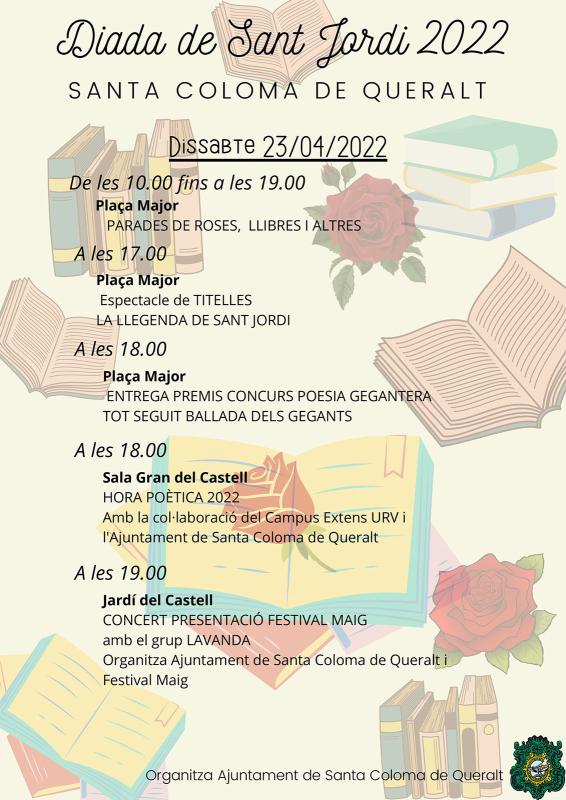 cartell Diada de Sant Jordi a Santa Coloma de Queralt