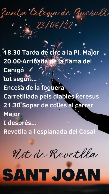 cartell Revetlla de Sant Joan 2022 a Santa Coloma de Queralt