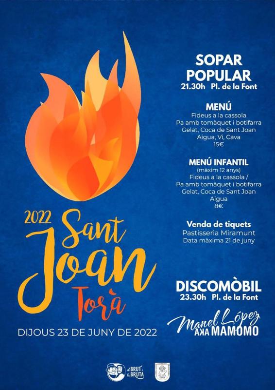 cartell Revetlla de Sant Joan 2022 a Torà -  cartell Revetlla de Sant Joan 2022 a Torà -