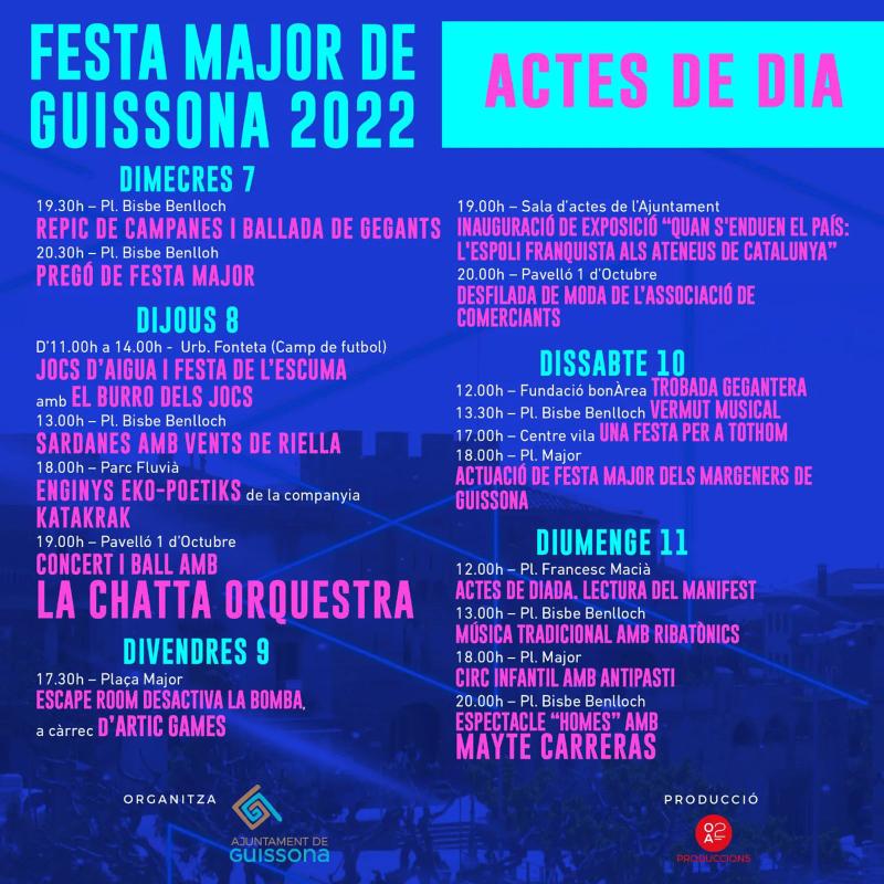 Festa Major de Guissona 2022 actes de dia - Guissona