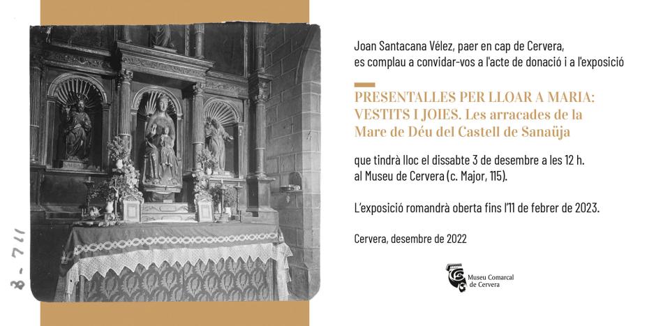 cartell Exposició 'Les arracades de la Mare de Déu de Sanaüja' - Cervera