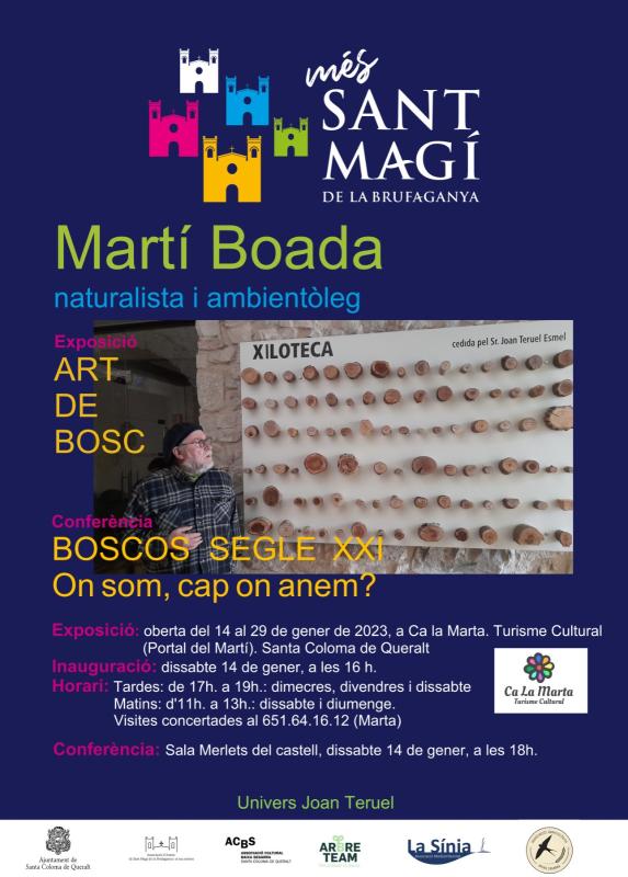 13.1.2023 cartell Conferència: Boscos segle XXI. On som, cap on anem.  Martí Boada.  -  Jordi Solé Piqué