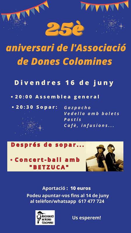 cartell 25è Aniversari de l'Associació de Dones Colomines