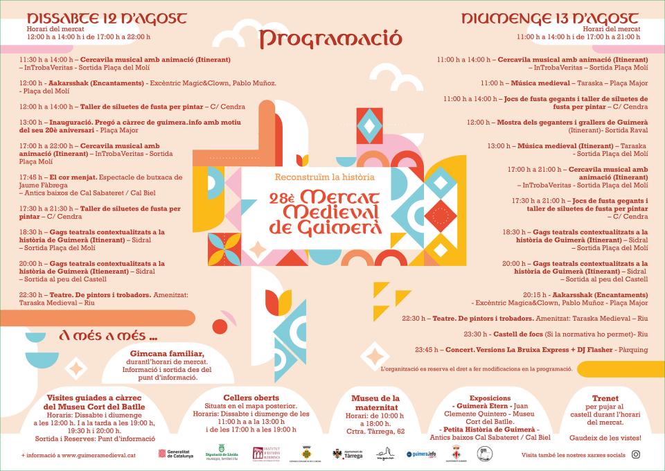 programa XXVIII Mercat Medieval de Guimerà - Guimerà