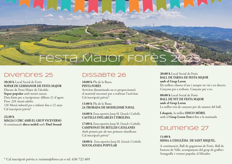 programa Festa Major de Forès 2023 - Forès