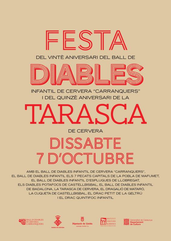 2.10.2023 cartell Festa aniversari Ball de diables infantil de Cervera 'Carranquers'  i de la Tarasca de Cervera  Cervera -  Diables de Cervera