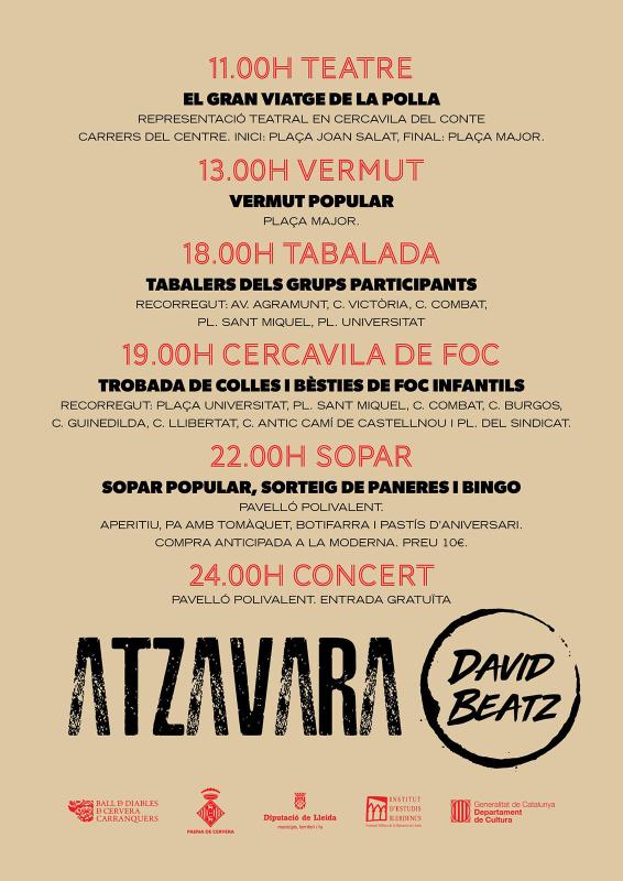 programa Festa aniversari Ball de diables infantil de Cervera 'Carranquers'  i de la Tarasca de Cervera - Cervera