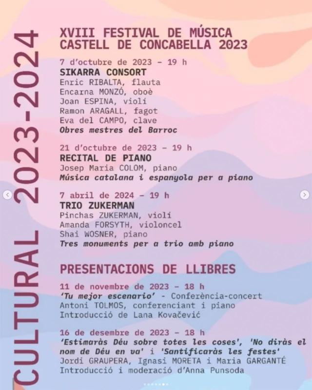 programa 18è Festival de Música Castell de Concabella - Concabella