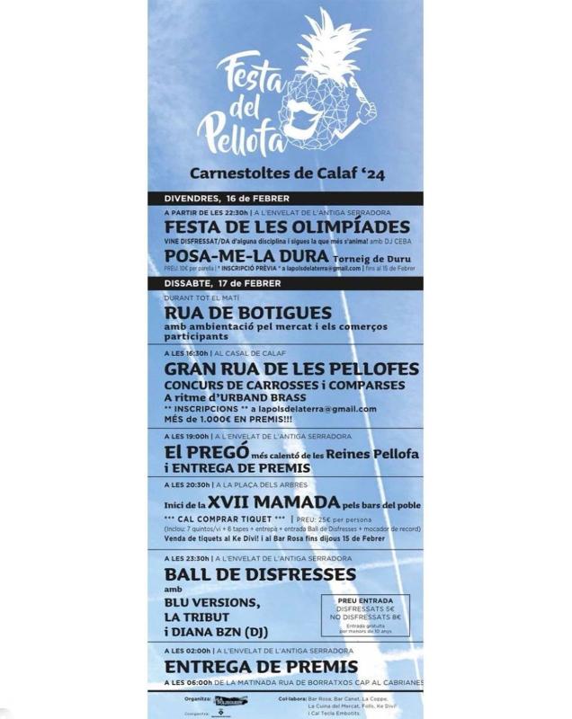 Programa Festa del Pellofa 2024, el carnaval de Calaf - Calaf