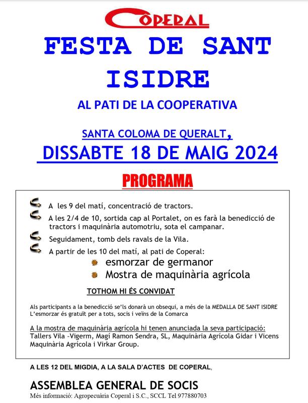 cartell Festa de Sant Isidre a SCQ 2024