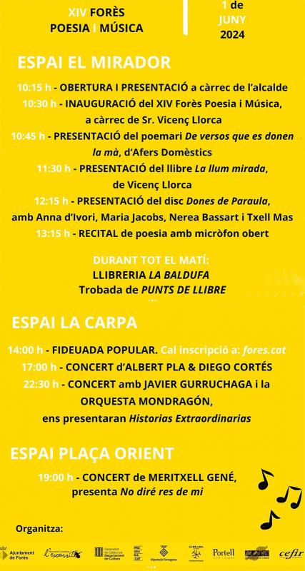 programa 14a Forès Poesia i Música - Forès