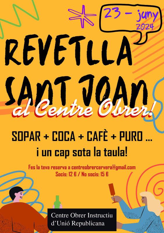 cartell Revetlla centre obrer - Cervera