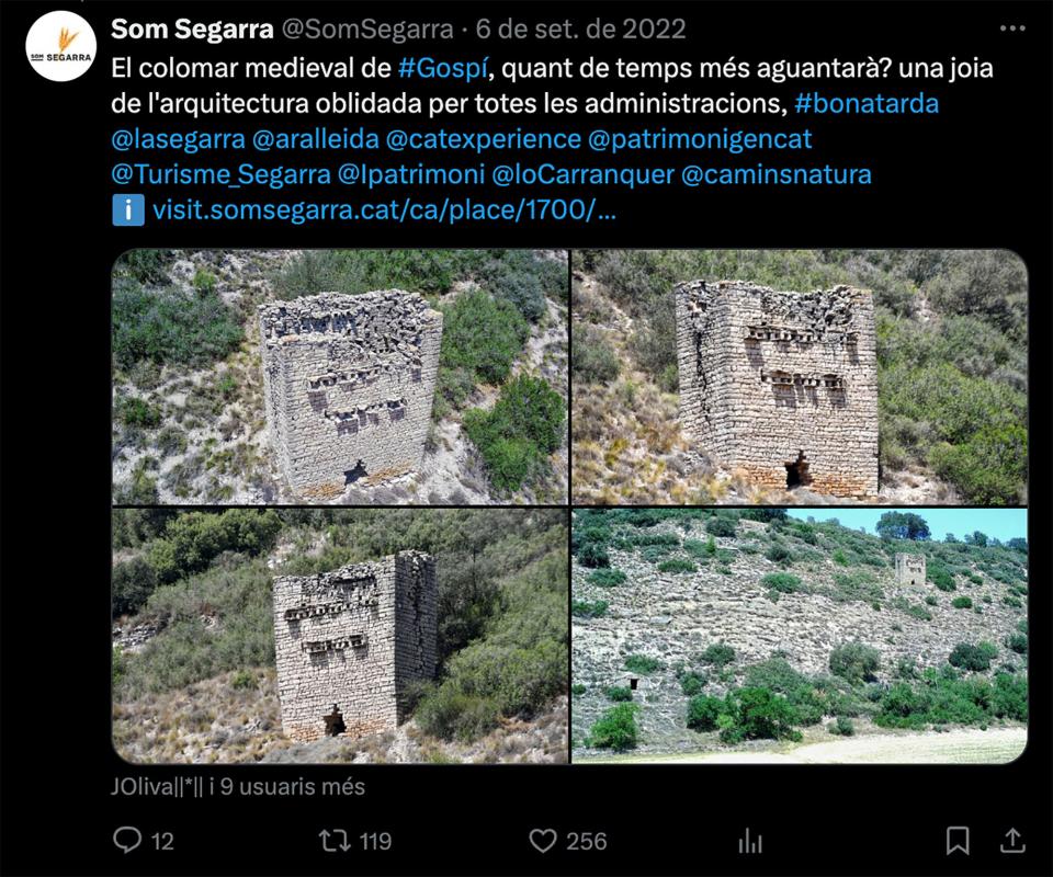 Tweet de som segarra del Colomar de Gospí - Gospí Tweet de som segarra del Colomar de Gospí - Gospí